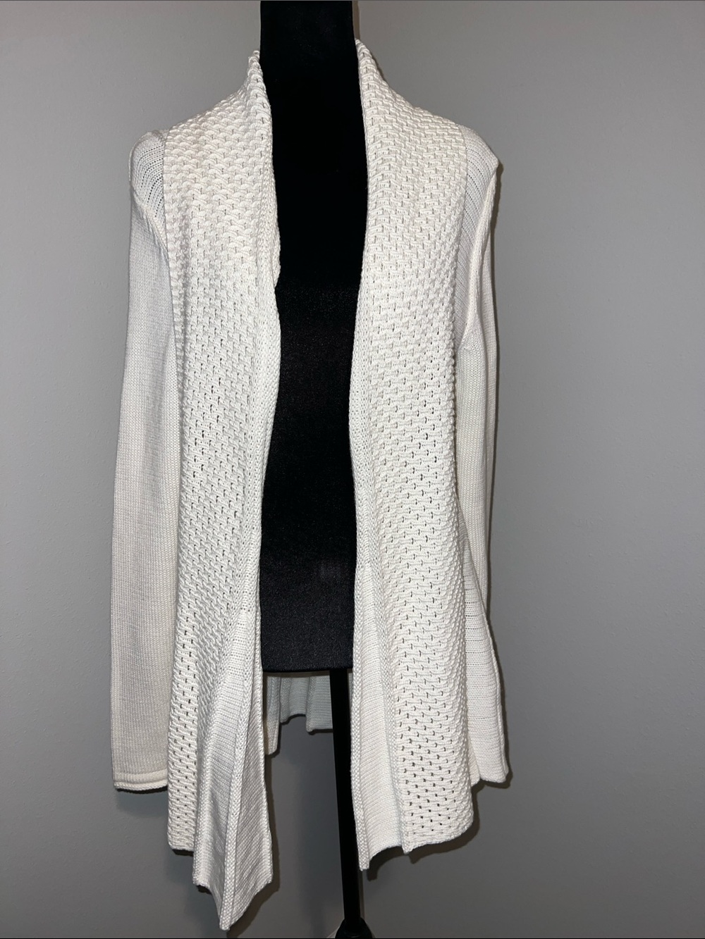 Cache Open-Front Cream Knit Cardigan